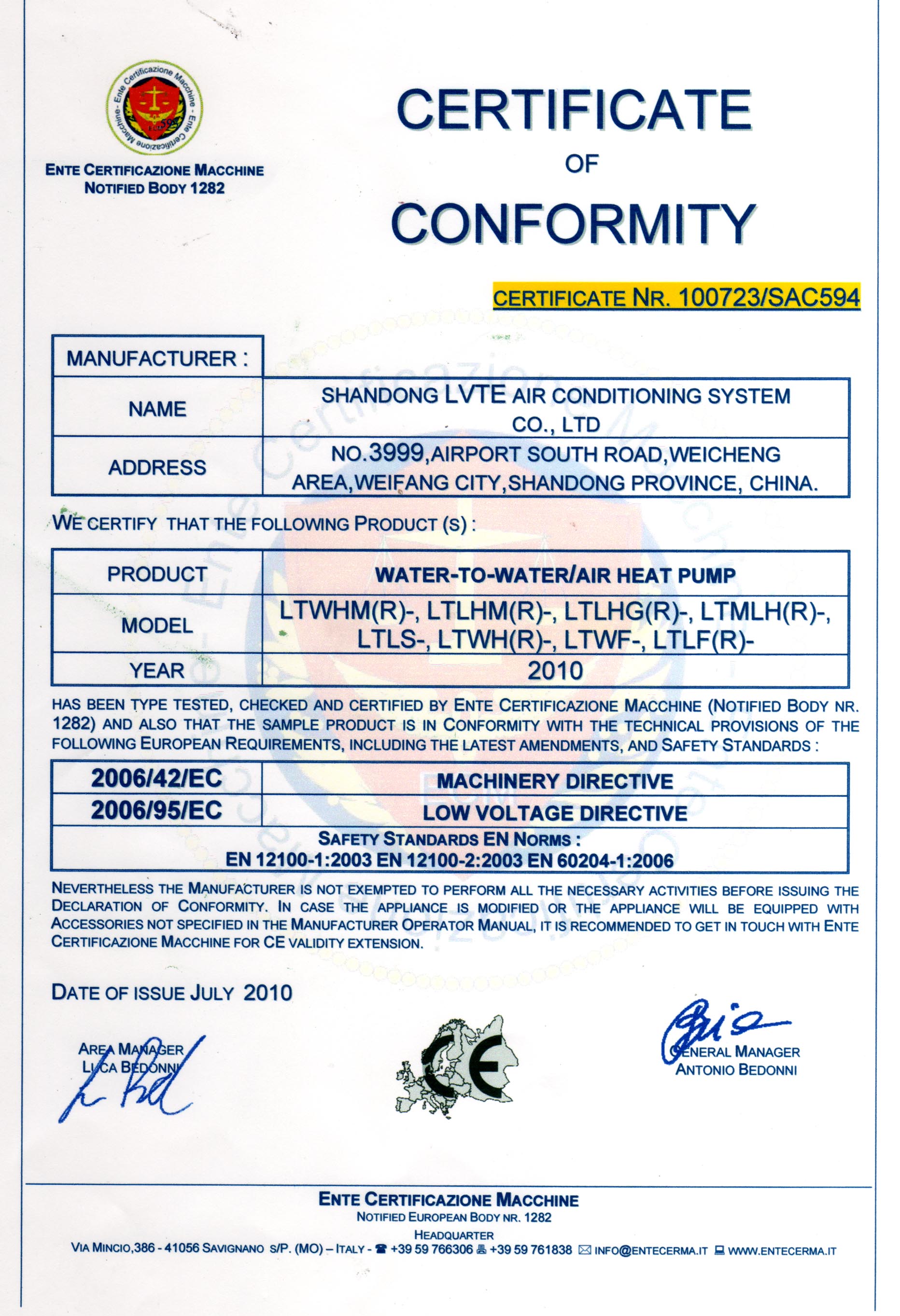CE Certificate